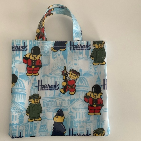 Vintage Harrods of Knightsbridge Mini Tote Bag Teddy Bear At Your Service - Picture 9 of 11